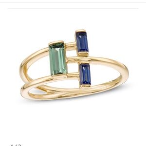 Zales Gold Ring with Green and Blue Accents